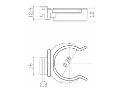 Klip k soklové nožce pr. 28 mm k nasunutí pro PVC sokl 